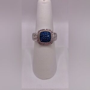 BLUE DIAMOND & STERLING SILVER Ladies ring; .32 tcw ; Size 7; NIB.